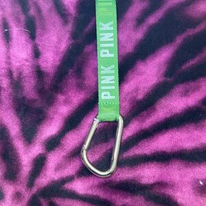 Green PINK keychain with Silver Clip